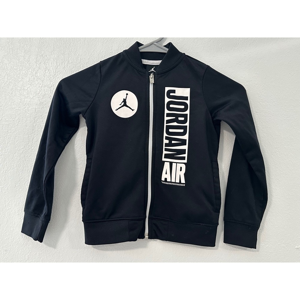 Kids Jordan Air‎ Track Jacket Black White Jumpman Logo Zip Up Size 4T